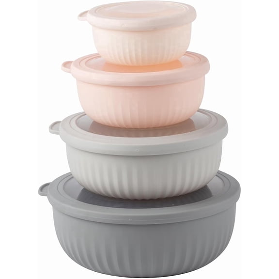 COOK WITH COLOR Mixing Bowls with Lids, 8-Piece Set, Pink