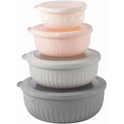 COOK WITH COLOR Meal Prep Containers Wide Mixing Bowls Food Storage Containers with Lids, Pink 8 Pcs