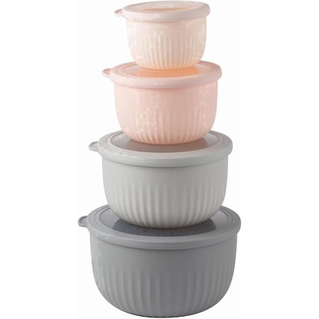 COOK WITH COLOR Mixing Bowls with Lids, 8-Piece Deep Set, Pink
