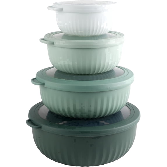 COOK WITH COLOR Meal Prep Containers Wide Mixing Bowls Food Storage Containers with Lids, Sage 8 Pcs