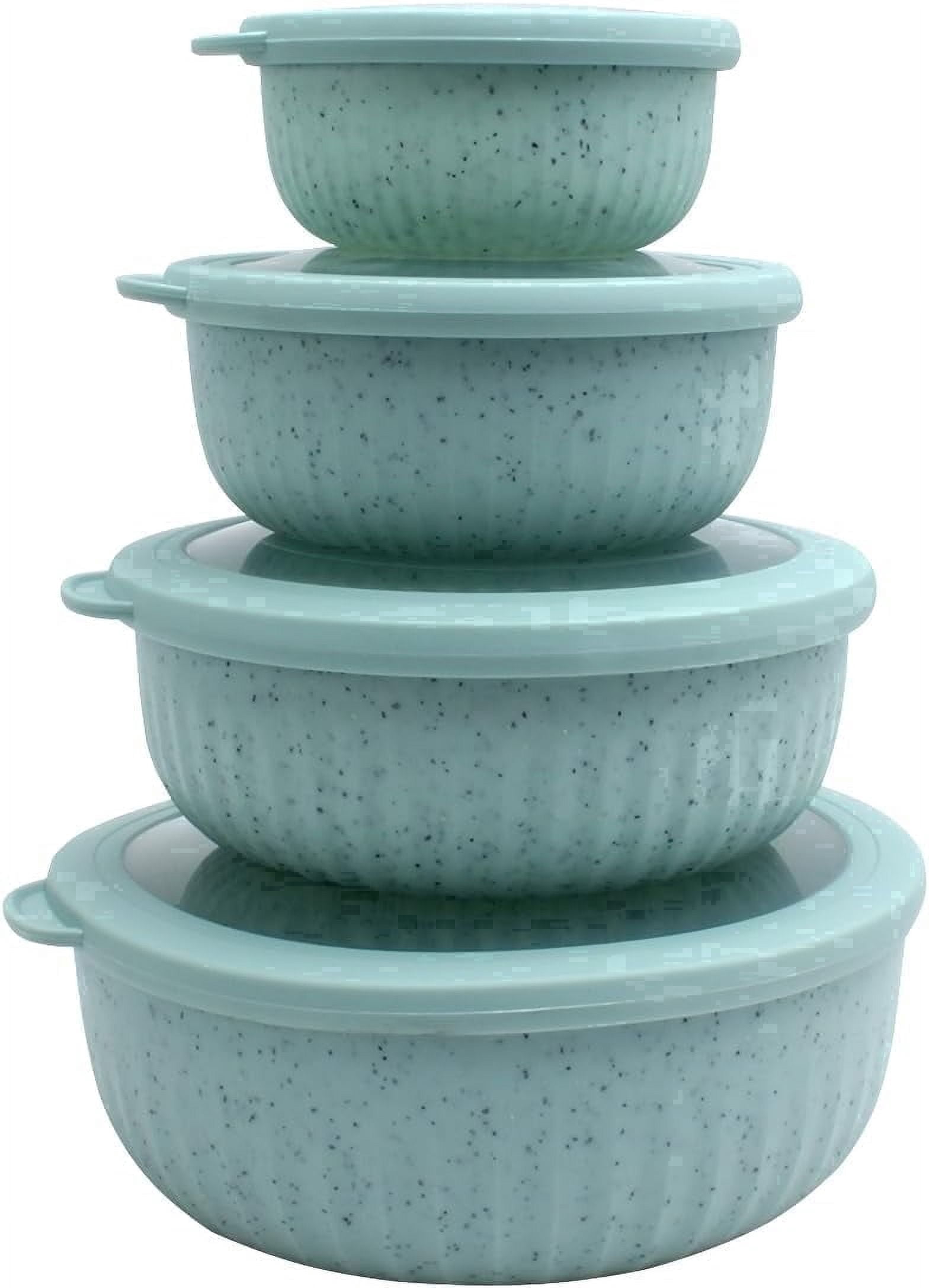 COOK WITH COLOR Meal Prep Containers Wide Mixing Bowls Food Storage Containers with Lids, Speckled Mint 12 Pcs
