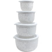 COOK WITH COLOR Meal Prep Containers Wide Mixing Bowls Food Storage Containers with Lids, Speckled White Deep 8 Pcs