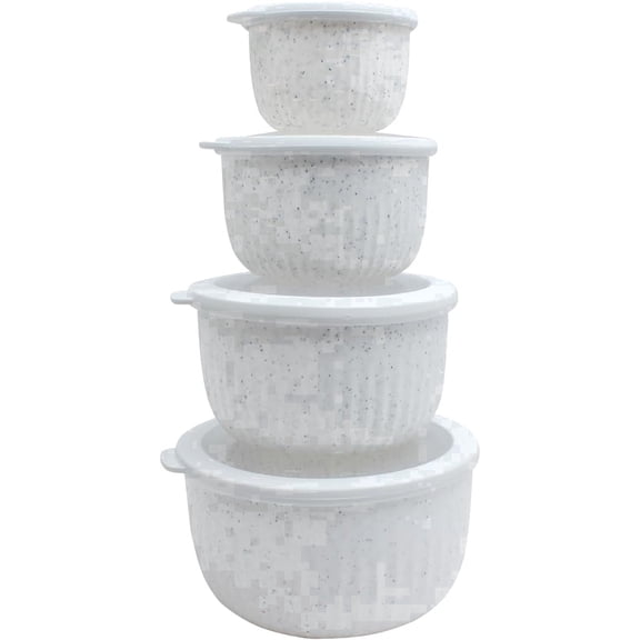 COOK WITH COLOR Meal Prep Containers Wide Mixing Bowls Food Storage Containers with Lids, Speckled White Deep 8 Pcs