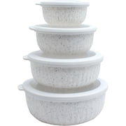 COOK WITH COLOR Meal Prep Containers Wide Mixing Bowls Food Storage Containers with Lids, White 8 Pcs