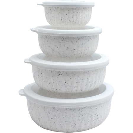 COOK WITH COLOR Meal Prep Containers Wide Mixing Bowls Food Storage Containers with Lids, White 8 Pcs