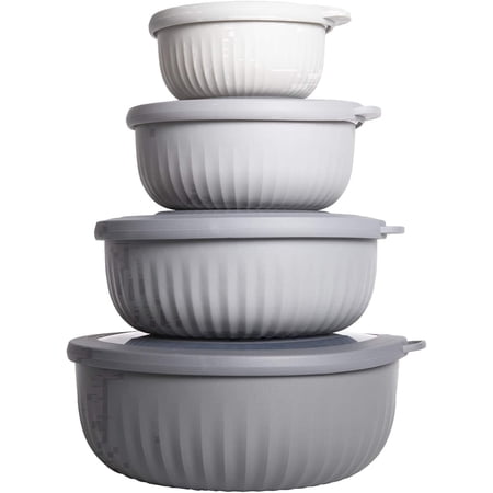 COOK WITH COLOR Meal Prep Containers, Wide Mixing Bowls Food Storage with Lids, Gray Ombre, 8 Pc Set