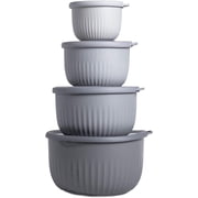 COOK WITH COLOR Meal Prep Containers, Wide Mixing Bowls Food Storage with Lids, Gray Ombre Deep, 8 Pc Set