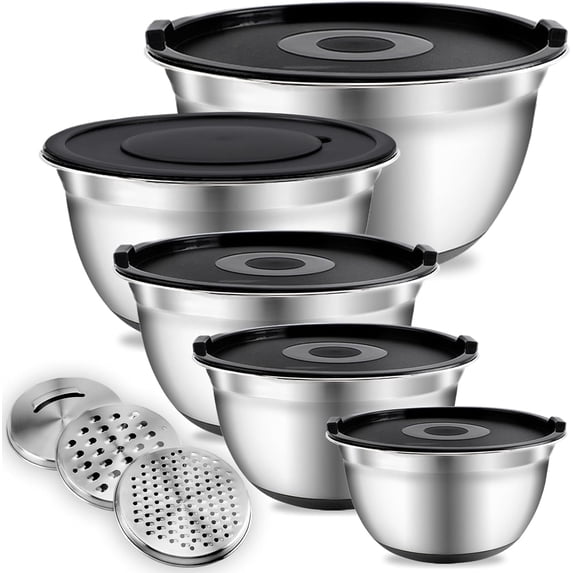 COOK WITH COLOR Stainless Steel Mixing Bowls Set with Lids - Nesting ...