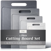 COOK WITH COLOR Non-Slip Cutting Board Set – Kitchen Essentials with Easy Grip Handle for Meat, Veggies, and Fruits, 4 Cutting Boards, Gray