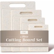 COOK WITH COLOR Non-Slip Cutting Board Set – Kitchen Essentials with Easy Grip Handle for Meat, Veggies, and Fruits, 4 Cutting Boards, White