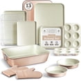 thumbnail image 1 of Open Box COOK WITH COLOR Nonstick Stackable Bakeware Set, 13-Pc Baking Set with Baking Sheets & Pans, Taupe, 1 of 6