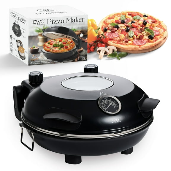 Open Box COOK WITH COLOR Pizza Oven, Electric Indoor Pizza Maker, Countertop Pizza Cooker, Black