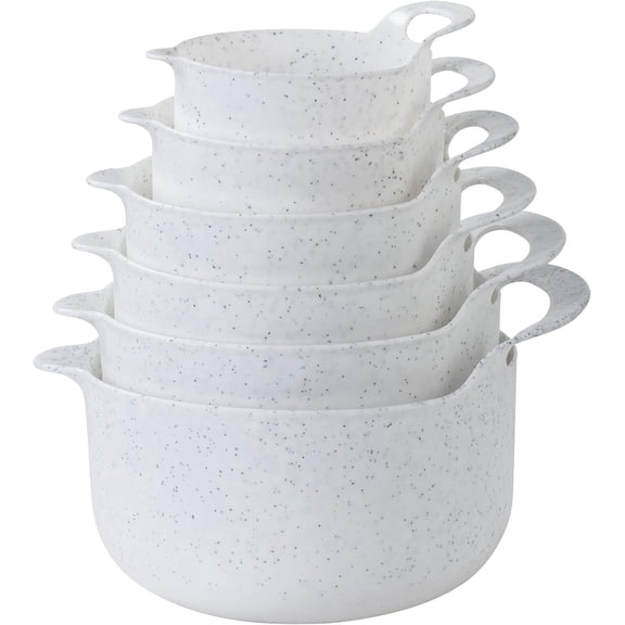 COOK WITH COLOR Mixing Bowls Set 6-pcs, Non-Slip Mixing Bowls with Pour Spouts & Handles, White