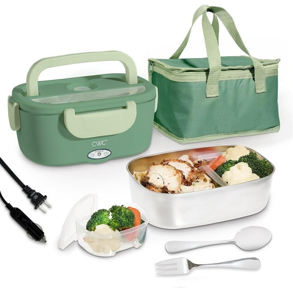 COOK WITH COLOR Portable Food Warmer Electric Lunch Box, 1.5L Capacity, Green