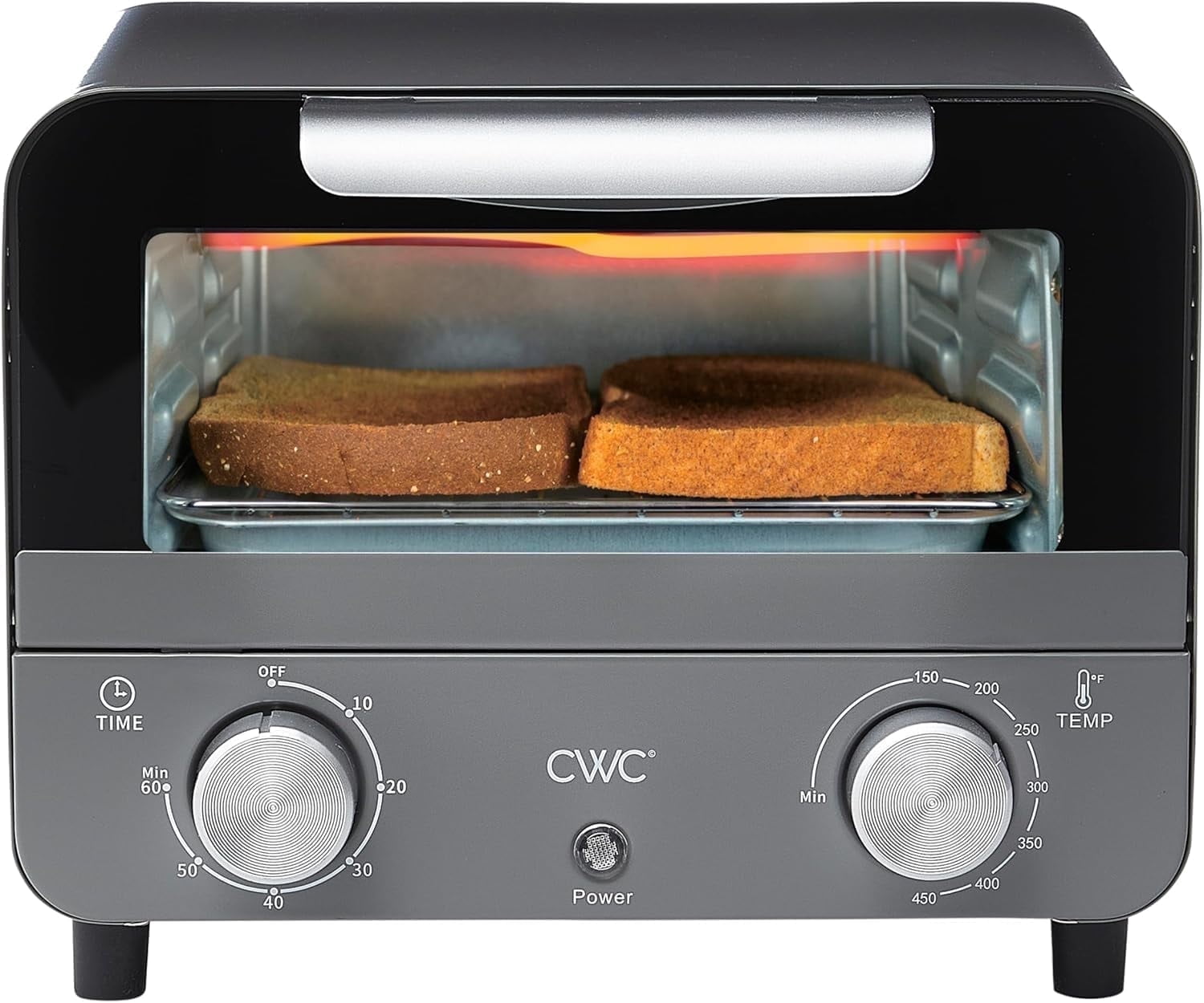 COOK WITH COLOR Small Toaster Oven 600-Watt Countertop Oven Cooker Kitchen Appliance, Grey
