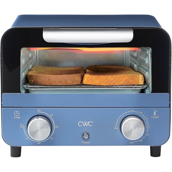 COOK WITH COLOR Small Toaster Oven 600-Watt Countertop Oven Cooker Kitchen Appliance, Navy