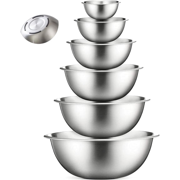 COOK WITH COLOR Stainless Steel Mixing Bowl Set with Nesting Bowls 6 Piece