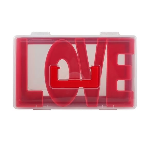 Cook with Color Valentines Day Figural Plastic Snack Box, Red LOVE Design