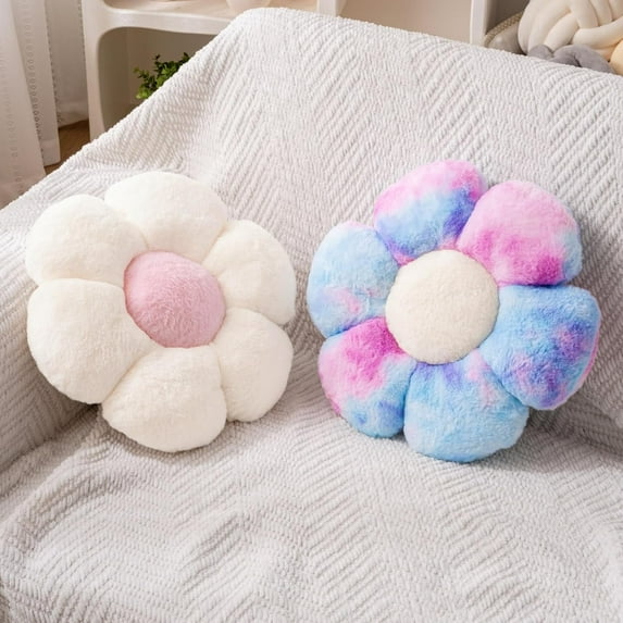 COOKCOK 2 Pcs Flower Pillow 15" Flower Throw Pillows, Cute Daisy Flower Shaped Floor Pillow Seat Cushions, Decorative Throw Pillows for Bedroom, Living Room