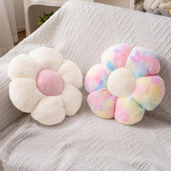 COOKCOK 2 Pcs Flower Pillow 15" Flower Throw Pillows, Cute Daisy Flower Shaped Floor Pillow Seat Cushions, Decorative Throw Pillows for Bedroom, Living Room