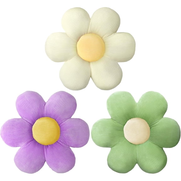 COOKCOK 3 Pcs Flower Pillows, 16" Flower Shaped Throw Pillow, Cute Daisy Floor Pillow Seating Cushions for Adults Home Bedroom Sofa Chair Couch