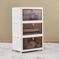 thumbnail image 2 of 3-Pack Large Stackable Plastic Storage Drawers With Wheels – Clear/White Organizer For Books 2 of 3
