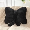 thumbnail image 1 of COOKCOK Bow Pillow, Soft Bow Decorative Throw Pillows with Faux Rabbit Fur, Cute 12" Bow Throw Pillows for Home Decor, Plush Pillow for Bedroom Sofa Couch, Black, 1 of 7