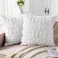 thumbnail image 1 of COOKCOK Bow Throw Pillow Covers 18x18 Set of 2 Decorative Pillow Covers Soft Plush Faux Wool Aesthetic Pillowcases Preppy Room Decor for Bed Sofa Couch Living Room, White, 1 of 7