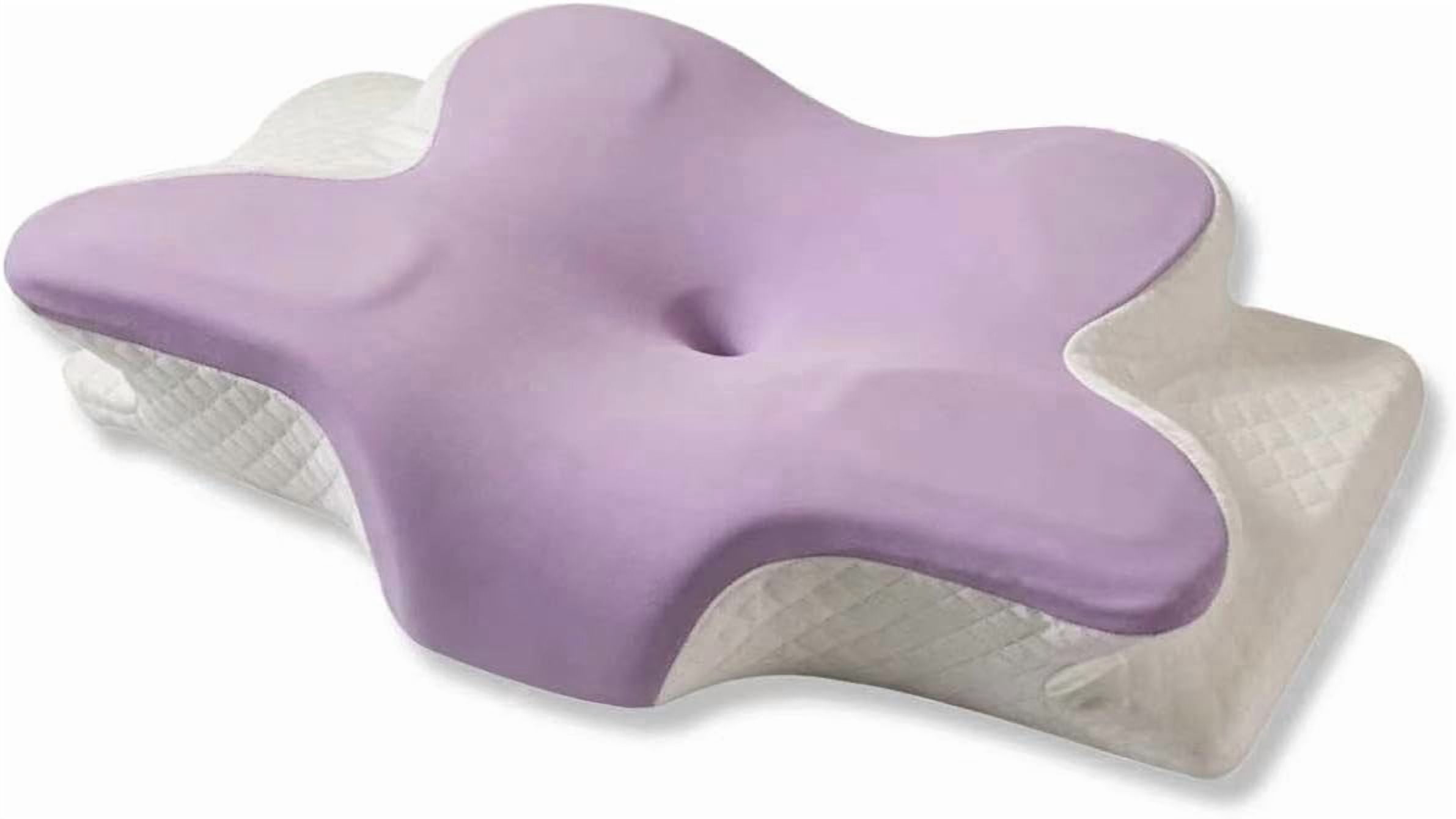 COOKCOK Cervical Neck Pillow for Pain Relief, Ergonomic Memory Foam Pillows for Neck Pain Relief with Breathable Pillowcase, Adjustable Orthopedic Support Contour Pillow for Side, Back, Purple