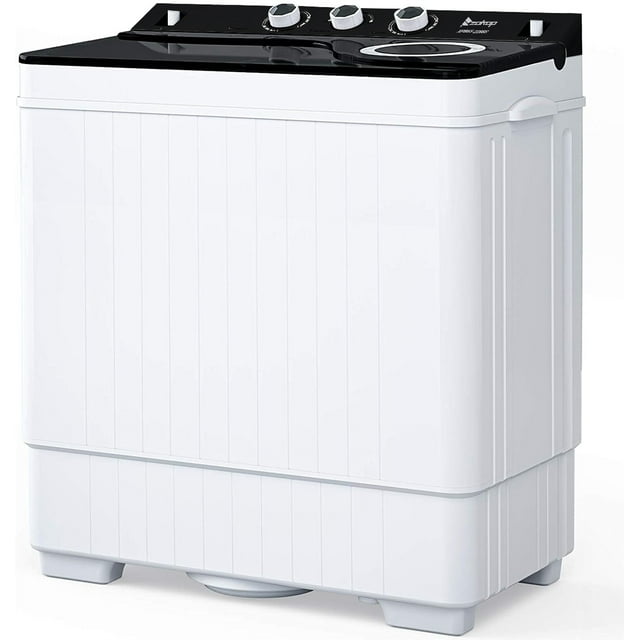 COOKCOK Compact Twin Tub Portable Mini Washing Machine 26lbs Capacity
