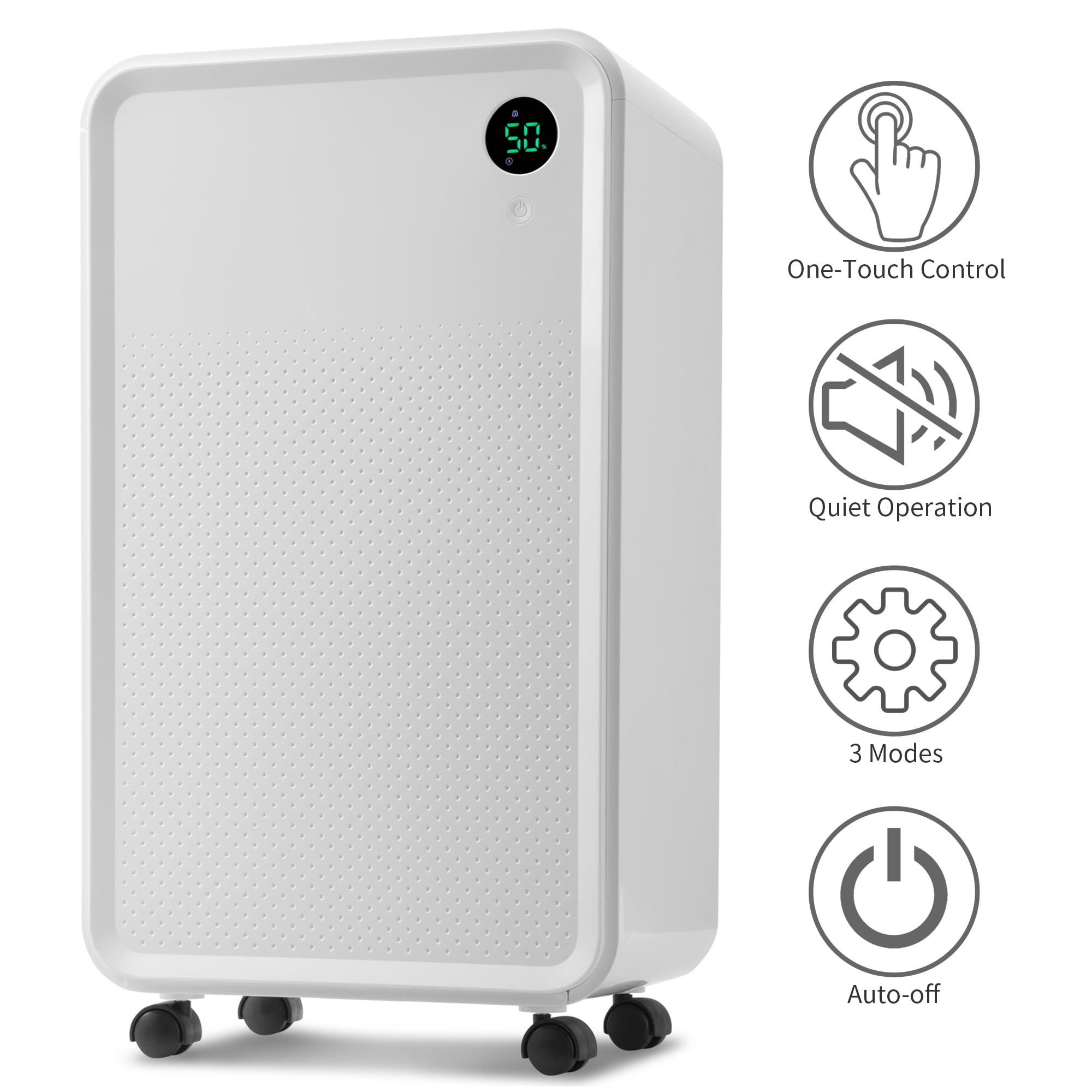 COOKCOK Dehumidifiers,3,000 Sq. Ft. Dehumidifier for Home Basements and Large Room,30 Pint Dehumidifier with Auto or Manual Drainage(0.68 Gallon),Noise Reducing,Intelligent Humidity Control,3 Modes