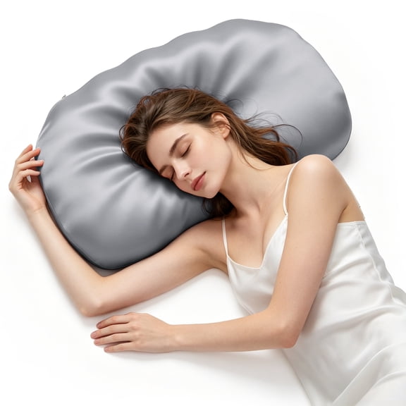 COOKCOK Ergonomic Cervical Memory Foam Pillow for Neck Pain Relief, Cooling Shell Cloud Bed Pillow for Side Back Sleepers, Grey