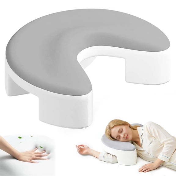 COOKCOK Ergonomic Side Sleeper Pillow with Arm Hole, Memory Foam Neck and Shoulder Pain Relief Pillow, 2 Pcs Cooling Washable Pillowcases, Contour Cervical Support for Better Sleep, Grey