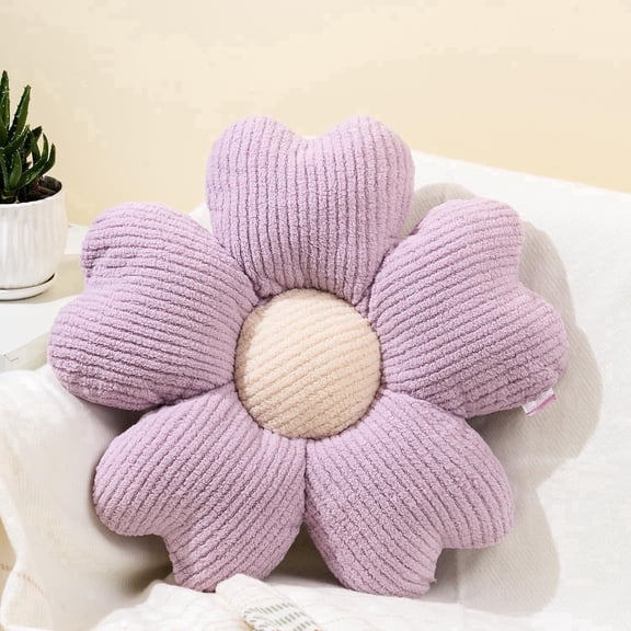 COOKCOK Flower Pillow, 19.7" Flower Shaped Throw Pillow, Daisy Plush Floor Pillow Seat Cushion Cute Aesthetic Decorative Throw Pillows for Bed Home Sofa Chair Couch Decor, Purple