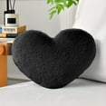 thumbnail image 1 of COOKCOK Heart Pillow, Black Throw Pillows for Bed Couch, 13" x 10" Cute Faux Rabbit Fur Small Pillow for Women Valentine Anniversary Fall Halloween Christmas Home Decor, 1 of 6