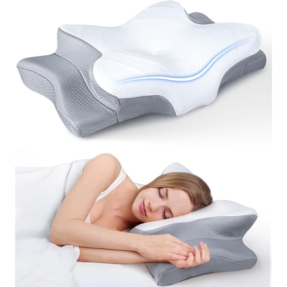 COOKCOK Pain Relief Cooling Pillow for Neck Support, Adjustable Cervical Pillow Cozy Sleeping, Odorless Ergonomic Contour Memory Foam Pillows, Orthopedic Bed Pillow for Side Back Stomach Sleeper