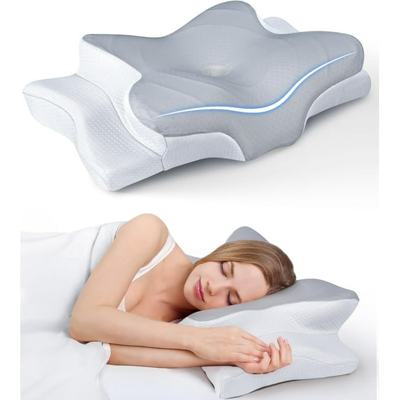 COOKCOK Pain Relief Cooling Pillow for Neck Support, Adjustable Cervical Pillow Cozy Sleeping, Odorless Ergonomic Contour Memory Foam Pillows, Orthopedic Bed Pillow for Side Back Stomach Sleeper
