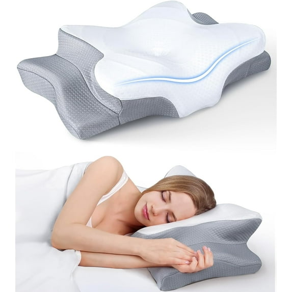 COOKCOK Pain Relief Cooling Pillow for Neck Support, Adjustable Cervical Pillow Cozy Sleeping, Odorless Ergonomic Contour Memory Foam Pillows, Orthopedic Bed Pillow for Side Back Stomach Sleeper