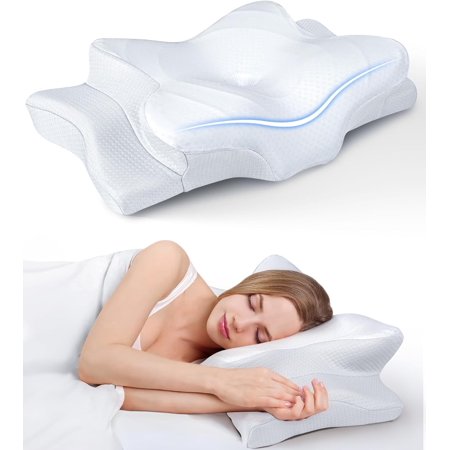 COOKCOK Pain Relief Cooling Pillow for Neck Support, Adjustable Cervical Pillow Cozy Sleeping, Odorless Ergonomic Contour Memory Foam Pillows, Orthopedic Bed Pillow for Side Back Stomach Sleeper