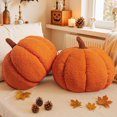 thumbnail image 1 of COOKCOK Pumpkin Pillows, Fall Pumpkin Pillow Set of 2, Large Size Throw Pillows Room Halloween Decoration Gifts, Teddy Fleece 14.2x10.2inch Accent Cushion for Holiday, Friends Gift, Orange, 1 of 6