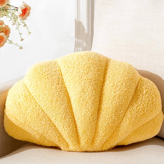 COOKCOK Shell Pillow, Seashell Throw Pillows, 14" x 11" Soft Decorative Pillow Plush Cushion for Bed Couch Living Sofa Room Decor Accent Throw Pillow, Orange