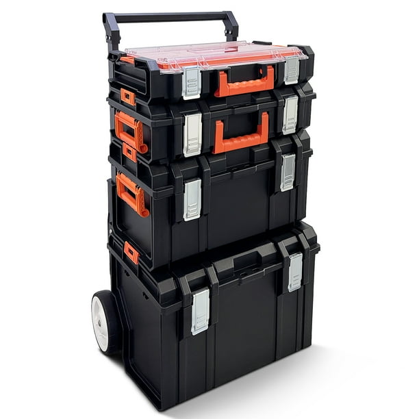Stackable toolbox rolling mobile organizer discount