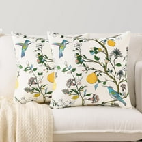 COOKCOK White Floral Pillow Covers 18x18 Set of 2, Velvet Wild Flower Plant Throw Pillows Case, Square Farmhouse Decor Cushion Covers for Home Sofa Bed Couch