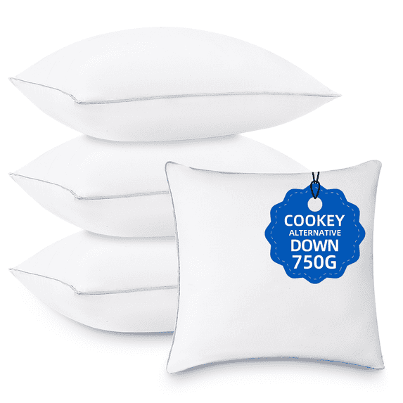 COOKEY 22 x 22 Throw Pillow Inserts(Set of 4),Indoor White Square Decorative Pillows for Couch & Bed