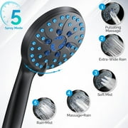 COOKEY 7 Spray Pattern Handheld Shower Heads, Black (Hose Not Included)