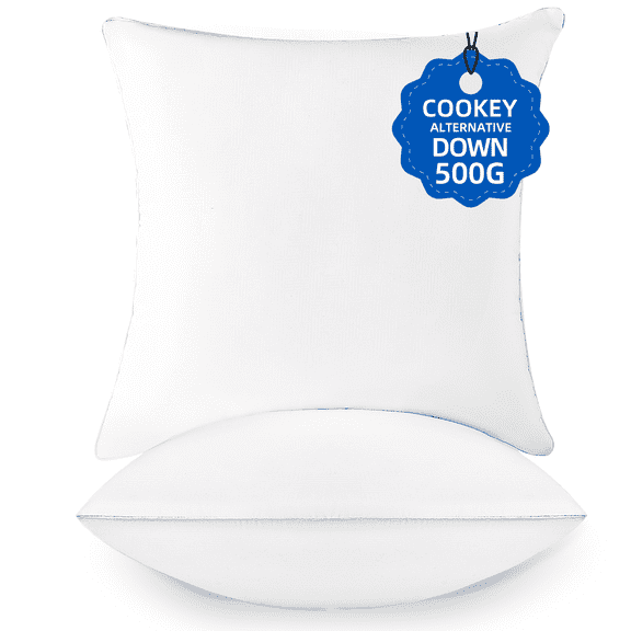 COOKEY 18 x 18 Throw Pillow Inserts(Set of 2),Indoor White Square Decorative Pillows for Couch & Bed