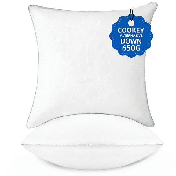 COOKEY 20 x 20 Throw Pillow Inserts(Set of 2),Indoor White Square Decorative Pillows for Couch & Bed
