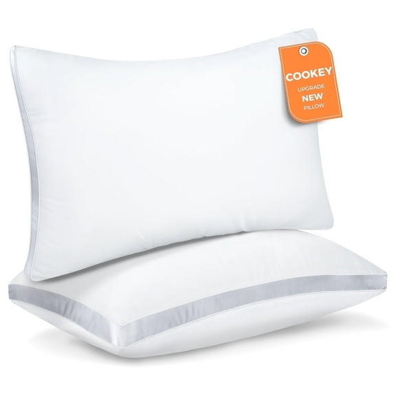 COOKEY Bed Pillows King Size Set of 2, Luxury Hotel Quality,Fluffy and Supportive Gusseted Bed Pillows for Side, Back, or Stomach Sleepers,20''x 36''