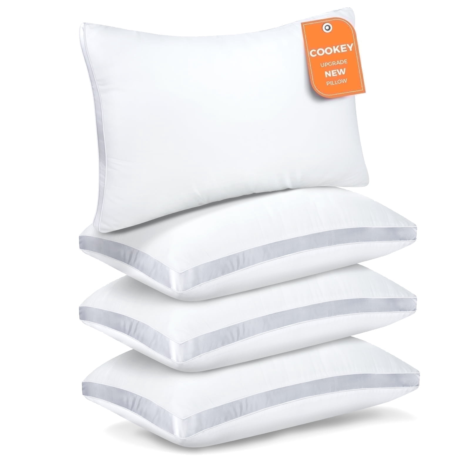 COOKEY Bed Pillows King Size Set of 4, Luxury Hotel Quality,Fluffy and Supportive Gusseted Bed Pillows for Side, Back, or Stomach Sleepers,20''x 36''