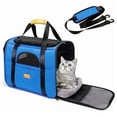 thumbnail image 1 of COOKEY Cat Carrier, Soft Sided Cat Carrier Large for Big Medium Cats and Puppy up to 25lbs, Pet Carrier with Safety Zippers, Foldable Airline Approved Puppy Carrier - Blue, 1 of 9